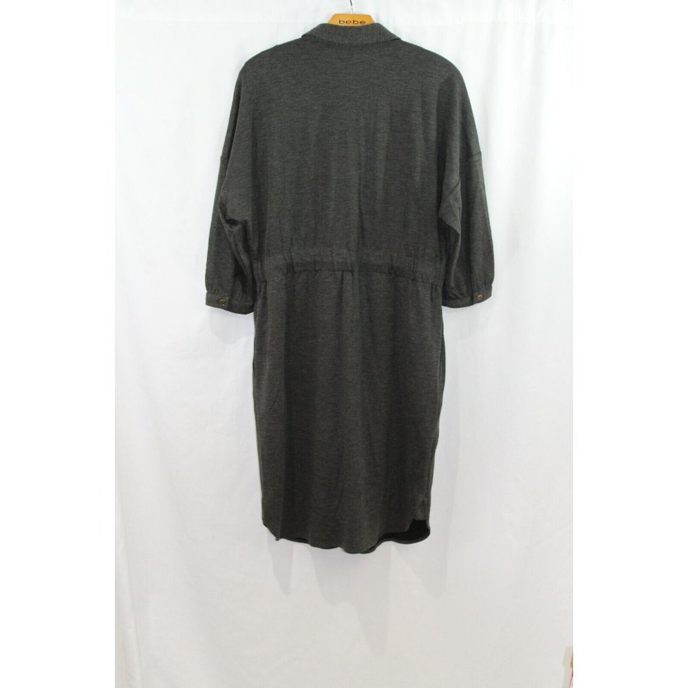 J McLaughlin Womens Grey Wool Blend Button Front 3/4 Sleeve Shirt Dress M - Picture 6 of 7